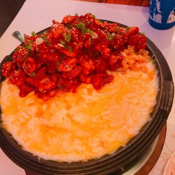 Kitchen Sooda - Cheese Bool Dak (Spicy Chicken with a bed of Mixed Cheese and hash brown) - Seafood Near Me - Los Angeles, California Kitchen Sooda - Cheese Bool Dak (Spicy Chicken with a bed of Mixed Cheese and hash brown) - Seafood Near Me - Los Angeles, California
