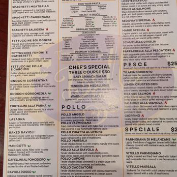 Trattoria Bella Sera - Menu - Italian Near Me - El Paso, Texas