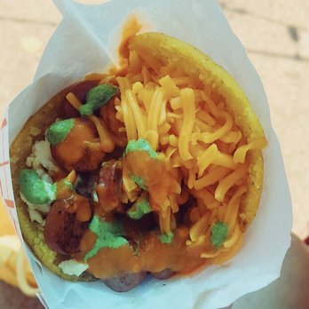 Round Pocket Arepas - Breakfast arepa with sausage, eggs, cheese and cilantro sauce - Colombian Near Me - Washington, DC, District of Columbia Round Pocket Arepas - Breakfast arepa with sausage, eggs, cheese and cilantro sauce - Colombian Near Me - Washington, DC, District of Columbia