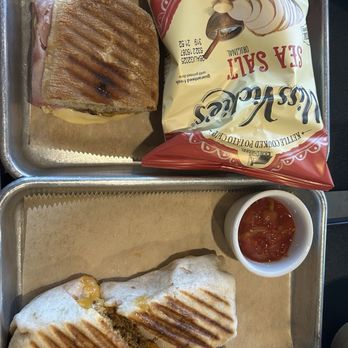 Break Coffee Roasters - Ham Gouda panini and chorizo breakfast burrito - Coffee & Tea Near Me - Duluth, Georgia Break Coffee Roasters - Ham Gouda panini and chorizo breakfast burrito - Coffee & Tea Near Me - Duluth, Georgia