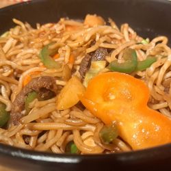 Blazin' Mongolian BBQ - Resulting large bowl of beef and noodles