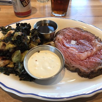 Doughbird - Prime rib with horse radish/sour cream side, and the kale and brussel spouts. - Pizza Near Me - Phoenix, Arizona Doughbird - Prime rib with horse radish/sour cream side, and the kale and brussel spouts. - Pizza Near Me - Phoenix, Arizona