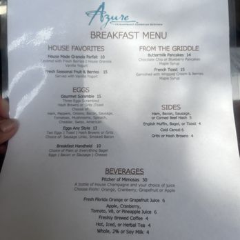 Azure Oceanfront Dining - Menu - Seafood Near Me - Daytona Beach Shores, Florida