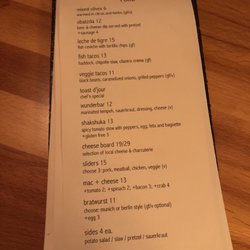 Wunderbar - Food menu