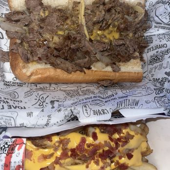 Charleys Cheesesteaks - OLD SCHOOL CHEESESTEAK and CHEESE & BACON FRIES - Fast Food Near Me - Las Vegas, Nevada Charleys Cheesesteaks - OLD SCHOOL CHEESESTEAK and CHEESE & BACON FRIES - Fast Food Near Me - Las Vegas, Nevada