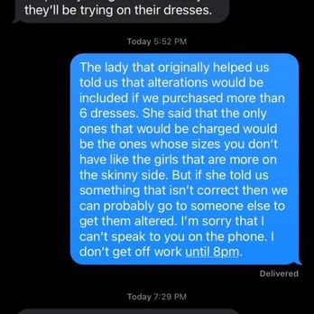 Roxy's Bridal - She said we would get free alterations & she end up lying saying only skinny girls for free rude - Bridal Near Me - Montclair, California Roxy's Bridal - She said we would get free alterations & she end up lying saying only skinny girls for free rude - Bridal Near Me - Montclair, California