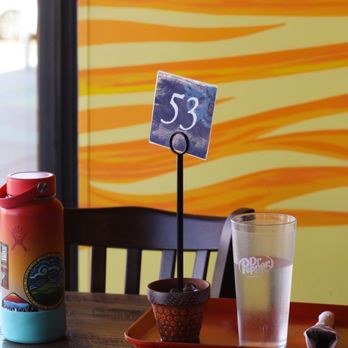 Marigold Café - Cute pot that holds order numbers - Indian Near Me - Albuquerque, New Mexico
