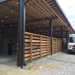 Outdoor patio, complete with food truck