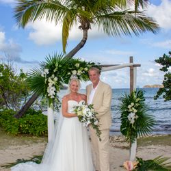 East End Flower Shop - Beautiful white tropical florals on wedding arch