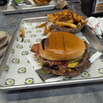 BurgerFi - Bacon cheeseburger (2 patties) and 1/2 the large fry. - Fast Food Near Me - Raleigh, North Carolina BurgerFi - Bacon cheeseburger (2 patties) and 1/2 the large fry. - Fast Food Near Me - Raleigh, North Carolina