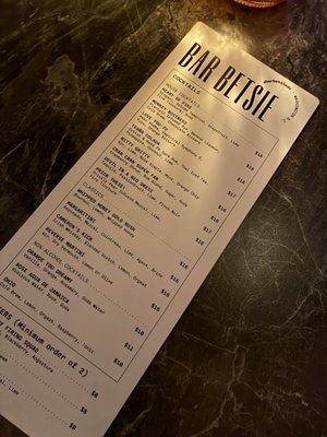 Menu photo 1 Bar Betsie Washington, DC, DC Menu photo 1 Bar Betsie Washington, DC, DC