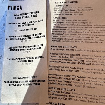 Finca - Drink menu - Wine Bars Near Me - San Diego, California Finca - Drink menu - Wine Bars Near Me - San Diego, California