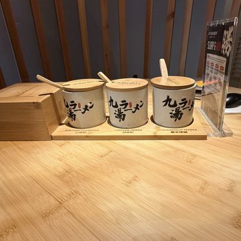 Kyuramen - The napkin box and spice containers!  Love love love! - Desserts Near Me - Huntsville, Alabama