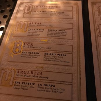Noble Experiment - One side of the menu - Cocktail Bars Near Me - San Diego, California