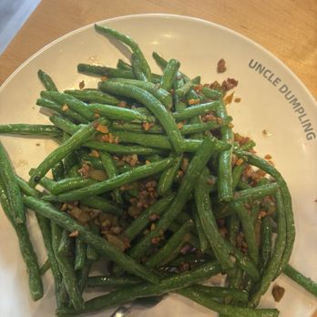 Uncle Dumpling - Chinese long beans. Delicious. Vampires beware, it's loaded with minced garlic. It includes  ground pork also. - Noodles Near Me - Roseville, California