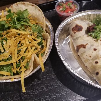 Cafe Rio Fresh Modern Mexican - Taco salad on left, steak burrito on right (not enchilada style) - Mexican Near Me - Severna Park, Maryland