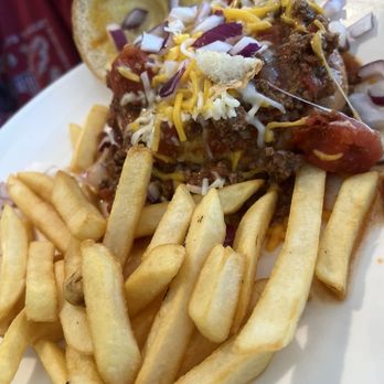 Laguna Cafe and Spirits - Chili Cheese Burger with fries - Cafes Near Me - Laguna Woods, California