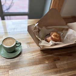 Beans And Leaves - Cortado and a Sausage, Egg and Cheese Croissant