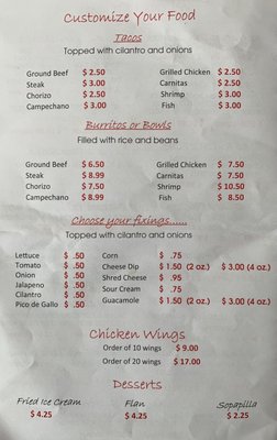 Menu photo 8 Mi Casita Mexican Grill Niceville, FL