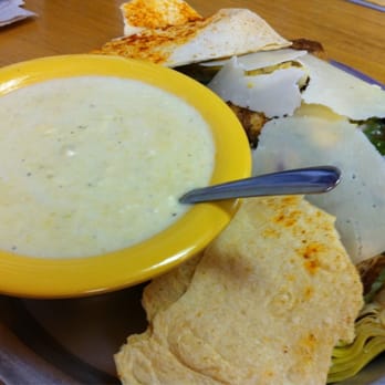 Piper's in The Park - Artichoke feta soup and spinach salad. - Delis Near Me - Durham, North Carolina