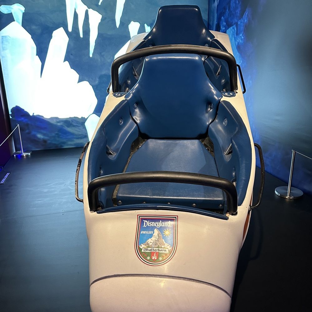 Matterhorn Bobsleds - Original bobsled car from Disney 100 the exhibition - Amusement Parks Near Me - Anaheim, California