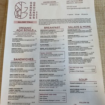 Garden & Grounds Bistro - Menu front - Breakfast & Brunch Near Me - Baltimore, Maryland Garden & Grounds Bistro - Menu front - Breakfast & Brunch Near Me - Baltimore, Maryland