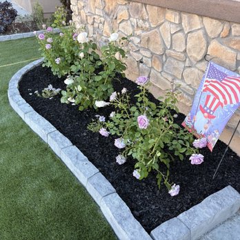 J'S Modern Landscaping. - Flower bed with brick and newly planted Roses - Landscaping Near Me J'S Modern Landscaping. - Flower bed with brick and newly planted Roses - Landscaping Near Me