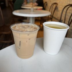 Outpost - Chai latte iced and a green tea