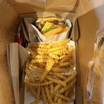 Shake Shack Uptown Plaza - Camelback & Central - Cheeseburger with 2 patties and two orders of crinkle fries. - Burgers Near Me - Phoenix, Arizona Shake Shack Uptown Plaza - Camelback & Central - Cheeseburger with 2 patties and two orders of crinkle fries. - Burgers Near Me - Phoenix, Arizona