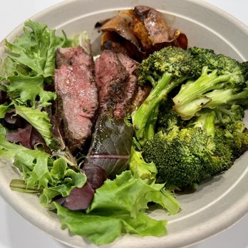 Quality Greens Kitchen - Herb Marinated Steak with mixed greens, roasted sweet potato, and sauteed broccoli - $17.95. - New American Near Me - Hoboken, New Jersey Quality Greens Kitchen - Herb Marinated Steak with mixed greens, roasted sweet potato, and sauteed broccoli - $17.95. - New American Near Me - Hoboken, New Jersey