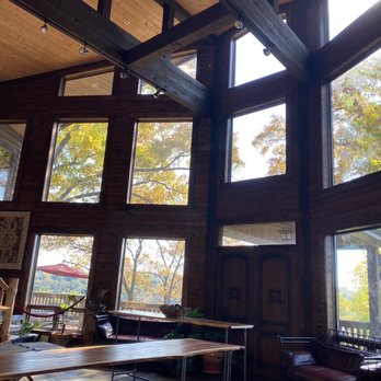 Rocky Waters Vineyard and Winery - a dining room with large windows - Wineries Near Me - Hanover, Illinois