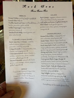Menu photo 1 Rock Sea's Hopland, CA