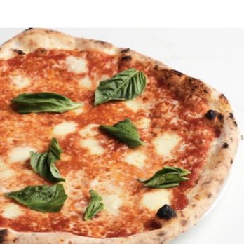 Piacere Wood Fired Pizza - This is the photo of what a margarita pizza is supposed to look like on their website. - Pizza Near Me - Boca Raton, Florida