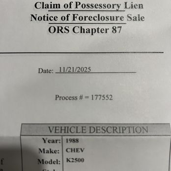 One Cent Auto Repair & Sales - This is the vehicle Lien hold Marty put on my vehicle - Body Shops Near Me - Sandy, Oregon One Cent Auto Repair & Sales - This is the vehicle Lien hold Marty put on my vehicle - Body Shops Near Me - Sandy, Oregon