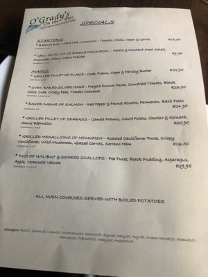 Menu photo 3 O'Grady's on the Pier Galway, G