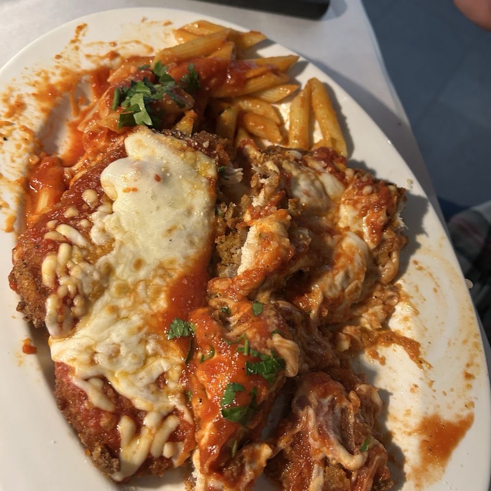 Dolce V - Chicken Parmesan (1/2 eaten before pic taken) - Italian Near Me - Woodhaven, Michigan