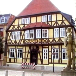 Rathaus - Fachwerk im Rathaus Bereich.