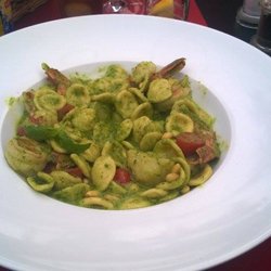 Oro In Bocca - Pasta met scampi's en sint-jacobsschelpen. Echt lekker! Moest wel een beetje bijgekruid worden