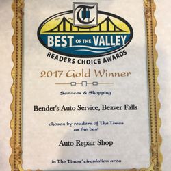Bender's Auto Service - Best of the valley 2017