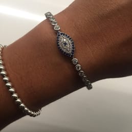 My gorgeous evil eye bracelet! Love love love - picture doesn't even do justice! So many compliments all the time! Mahalo Karina!