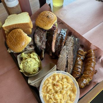 la Barbecue - House Made Jalapeno Sausage Link, Mac Shells and Cheese, Potato Salad, Pulled Pork Sandwich, Pork Ribs, beef rib and Brisket - Barbeque Near Me - Austin, Texas la Barbecue - House Made Jalapeno Sausage Link, Mac Shells and Cheese, Potato Salad, Pulled Pork Sandwich, Pork Ribs, beef rib and Brisket - Barbeque Near Me - Austin, Texas