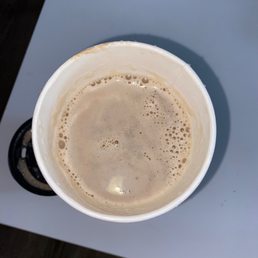 Not even a full cup. Appears there is almond milk but doesn't taste like it.