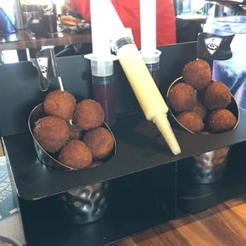 Topgolf - Injectable donut holes with Bavarian cream, raspberry and chocolate! All of it is delicious! - New American Near Me - Naperville, Illinois Topgolf - Injectable donut holes with Bavarian cream, raspberry and chocolate! All of it is delicious! - New American Near Me - Naperville, Illinois