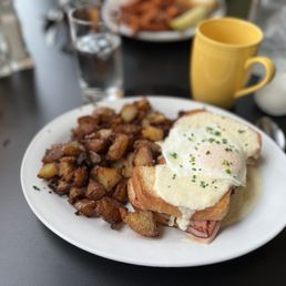 The Croque Madam with home fries The Croque Madam with home fries