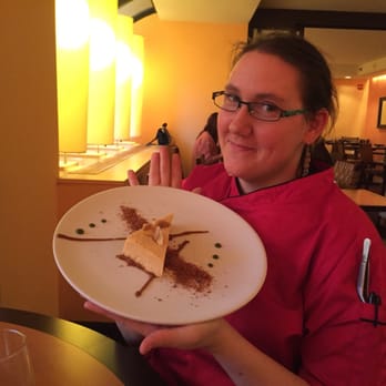 Circle Bistro - Pastry Chef Betsy and her amazing pumpkin cheesecake with caramel, graham cracker and pistachio paste. - New American Near Me - Washington, DC, District of Columbia Circle Bistro - Pastry Chef Betsy and her amazing pumpkin cheesecake with caramel, graham cracker and pistachio paste. - New American Near Me - Washington, DC, District of Columbia
