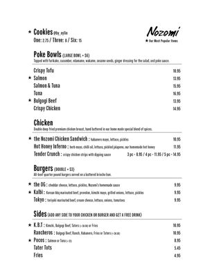 Menu photo 7 Nozomi Fusion Kitchen Toronto, ON Menu photo 7 Nozomi Fusion Kitchen Toronto, ON