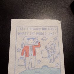 Rezk's Burger Lounge & Pizzeria - They have small napkins with different comics on them