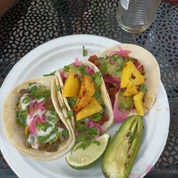 Al pastor and vegetarian tacos from street tacos