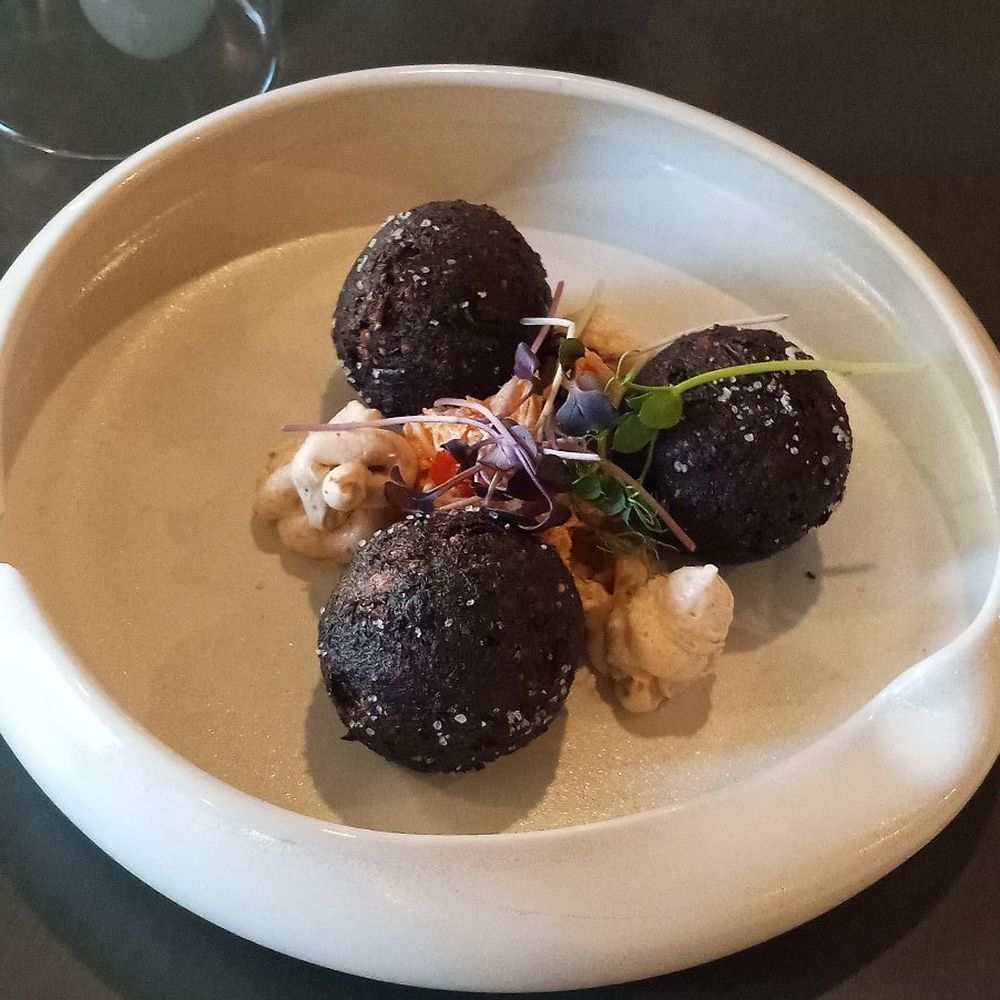 29 Markle Ct - Manmita's black rice and crab w/old bay cream and pickled fennel or cabbage. Delicious! - New American Near Me - Bridgeport, Connecticut 29 Markle Ct - Manmita's black rice and crab w/old bay cream and pickled fennel or cabbage. Delicious! - New American Near Me - Bridgeport, Connecticut