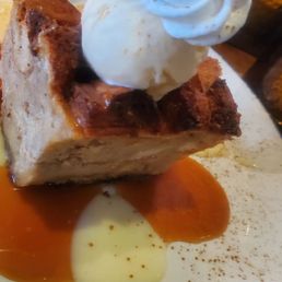 Bread pudding with ice cream. Yummy